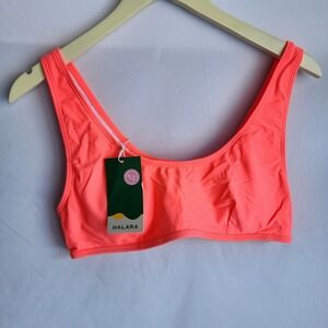 Halara Bright Coral Pink Swim Top Women XL Summer Neon Casual Colorful Swim NWT